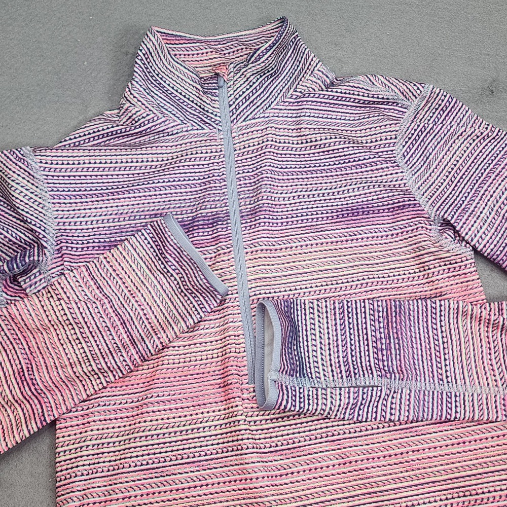 Nike Dri-FIT Pullover Pink Purple Striped Gradient Quarter Zip‎ Womens Small